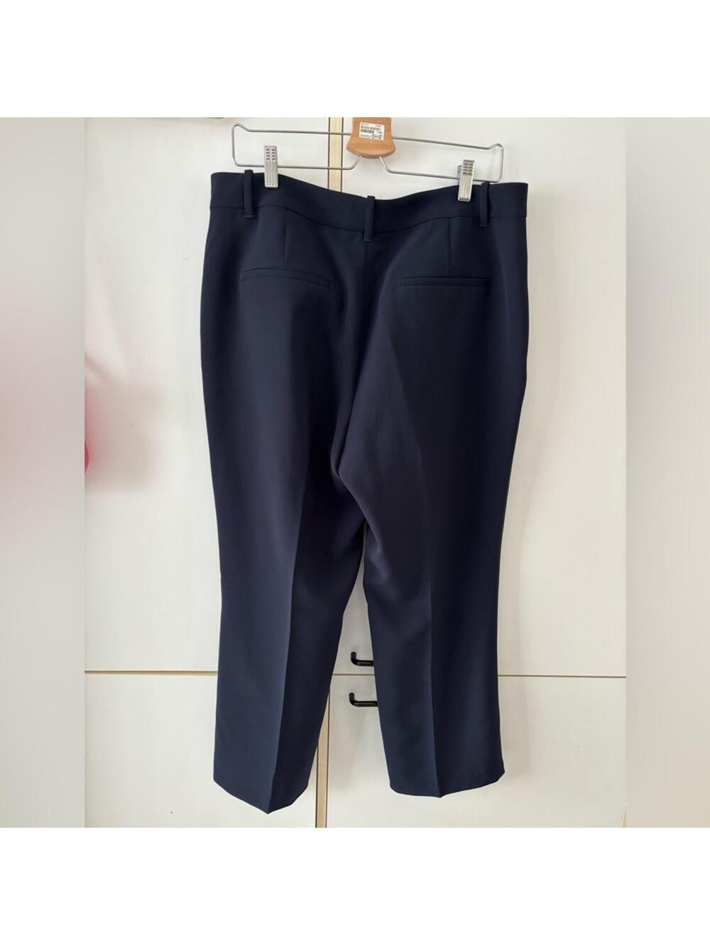 Classic Navy Tailored Trousers Women 14 High Rise Office Career Chic Minimalist - Picture 5 of 8